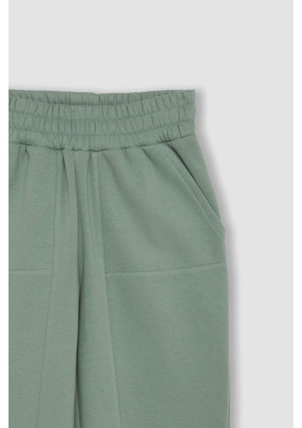 Kız Çocuk Beli Paçası Lastikli Cepli Basic Düz Jogger Eşofman Altı D3840A824WN