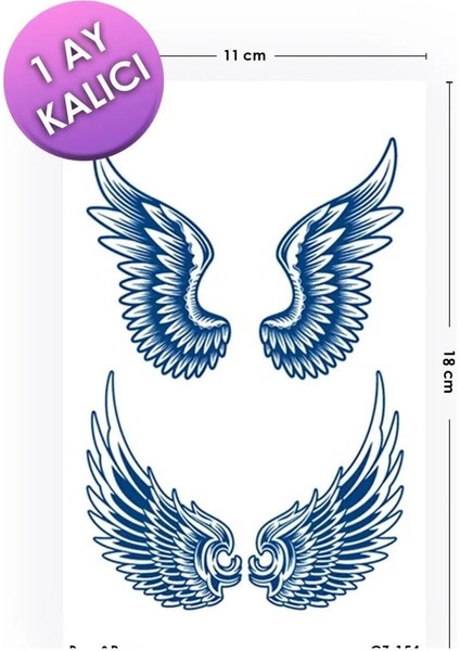 1 Ay Kalıcı Gerçek Dövme Görünümlü Kanat Dövmesi