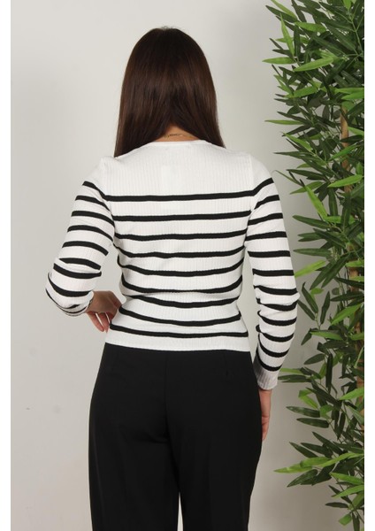 2059 Çizgili Bisiklet Yaka Kazak modelleri