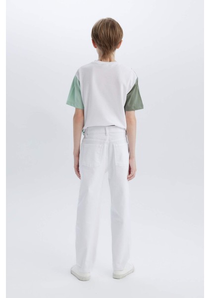 Erkek Çocuk Straight Fit Düz Paça Basic Düz Jean Pantolon B5616A825SM