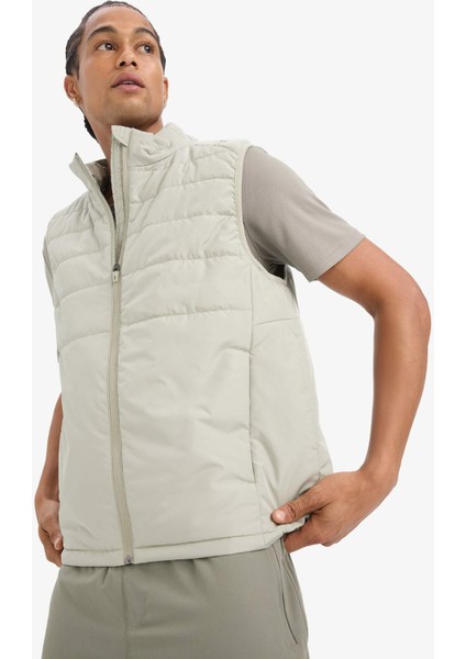 Fit Su Geçirmez Rüzgar Geçirmez Regular Fit Fermuarlı Cepli Yelek D6177AX25SP