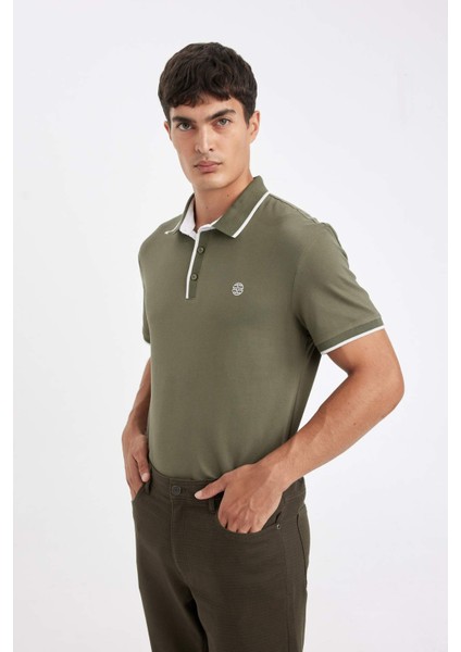 New Regular Fit Polo Yaka Kısa Kollu Pike Tişört D5993AX24SM