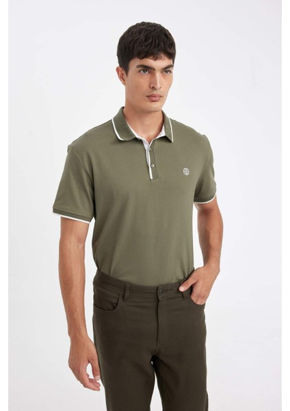 New Regular Fit Polo Yaka Kısa Kollu Pike Tişört D5993AX24SM