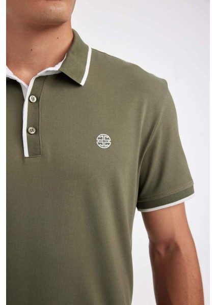New Regular Fit Polo Yaka Kısa Kollu Pike Tişört D5993AX24SM