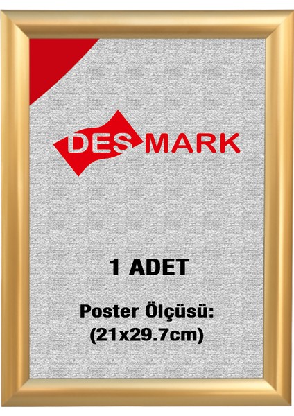 25 mm A4(21X29.7) Gönye Köşe Alüminyum Aç-Kapa Çerçeve – Poster Çerçevesi (Gold Renk)