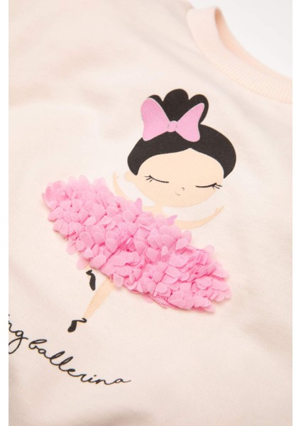 Kız Bebek Balerin Baskılı Sweatshirt Tayt 2li TAKIM D6203A5NS