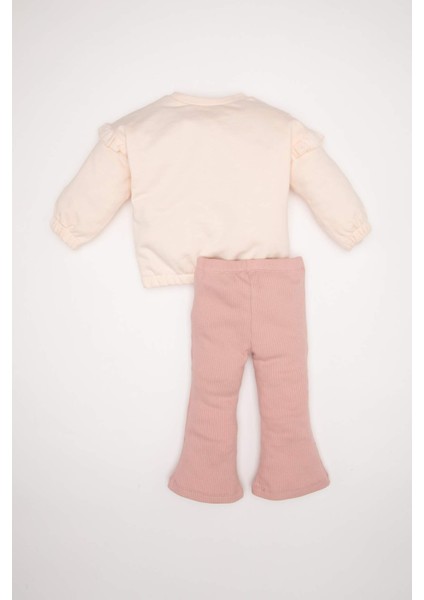 Kız Bebek Balerin Baskılı Sweatshirt Tayt 2li TAKIM D6203A5NS