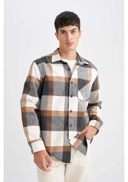 Relax Fit Kareli Oduncu Flanel Uzun Kollu Gömlek Y1704AZ24WN