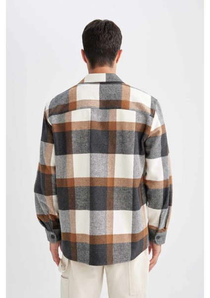 Relax Fit Kareli Oduncu Flanel Uzun Kollu Gömlek Y1704AZ24WN