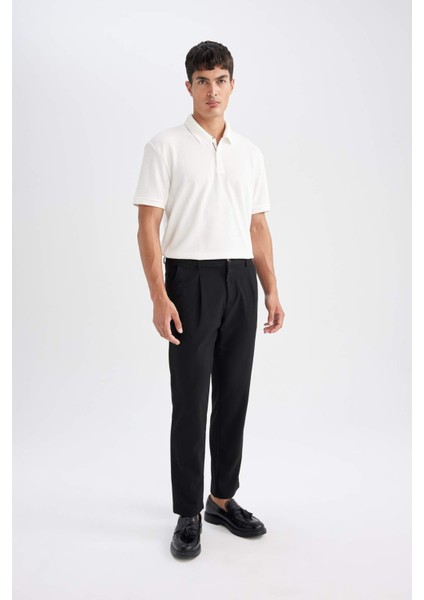 New Regular Fit Polo Yaka Kısa Kollu Siyah Tişört D5996AX24SM