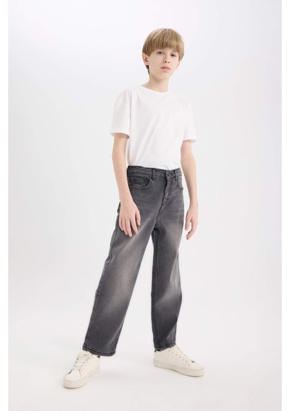 Erkek Çocuk Loose Fit Düz Paça Basic Düz Jean Pantolon D6489A825SM