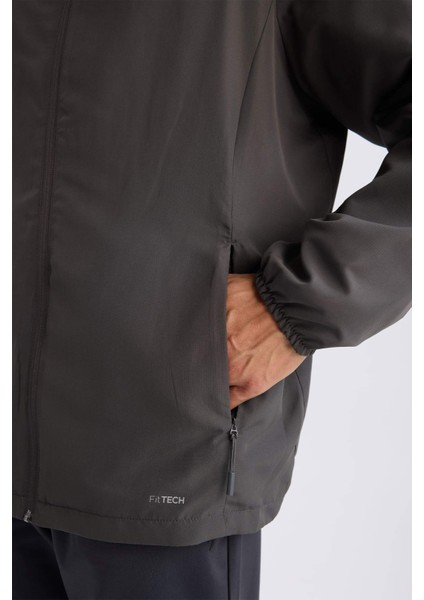 Fit Su Geçirmez Regular Fit Kapüşonlu File Astarlı Fermuarlı Mevsimlik Baharlık Yağmurluk Mont D6180AX25SP