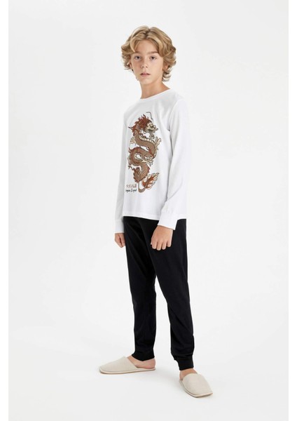 Erkek Çocuk Pijama Takımı Baskılı Uzun Kollu Üst Uzun Alt D5216A824AU