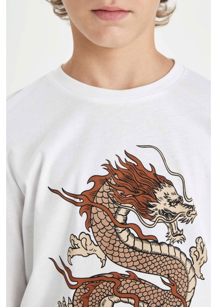 Erkek Çocuk Pijama Takımı Baskılı Uzun Kollu Üst Uzun Alt D5216A824AU