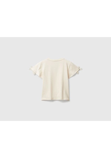 Kız Çocuk Logo Işlemeli Omuzları Simli Kurdeleli T-Shirt fırsatları