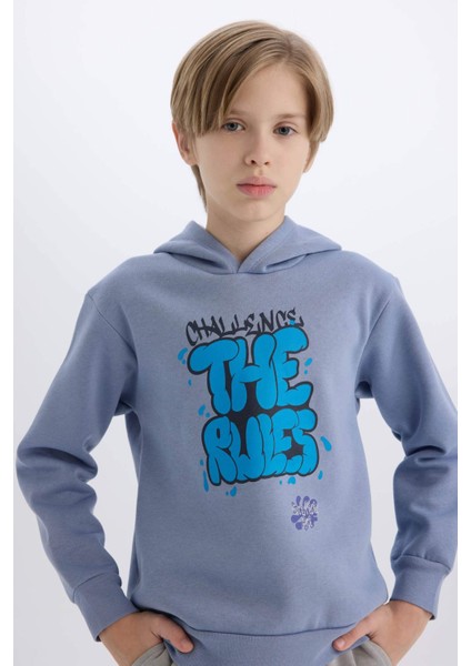 Erkek Çocuk Kapüşonlu Baskılı Sweatshirt D4354A8NS