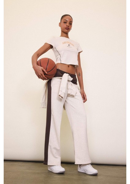 Fit NBA Wordmark Kalın Eşofman Altı Wide Leg Geniş Bol Paça Cepli Standart Boy D0686AX24AU