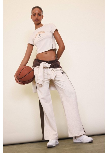 Fit NBA Wordmark Kalın Eşofman Altı Wide Leg Geniş Bol Paça Cepli Standart Boy D0686AX24AU