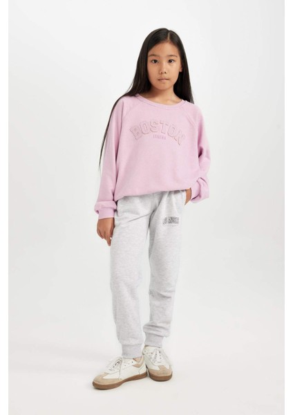Kız Çocuk Beli Lastikli Baskılı Jogger Eşofman Altı D6585A8NS