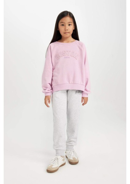 Kız Çocuk Beli Lastikli Baskılı Jogger Eşofman Altı D6585A8NS