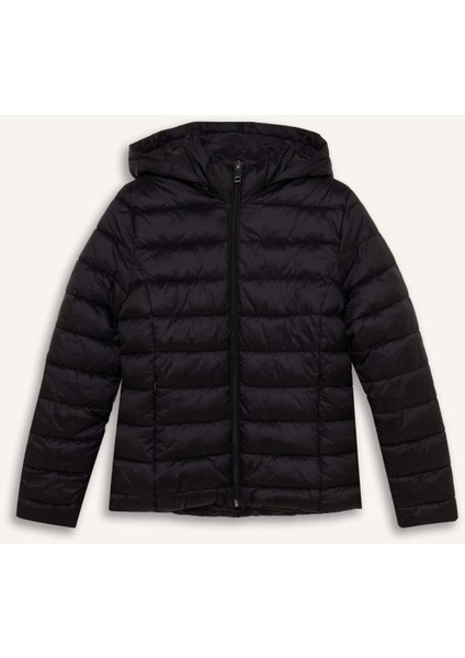 Su Geçirmez Hafif Şişme Mont Kapüşonlu Kapitoneli Fermuarlı Cepli Basic Düz Mevsimlik B2030AX25SP