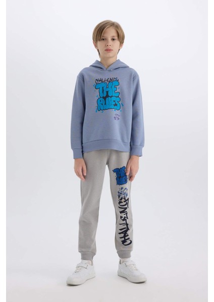 Erkek Çocuk Kapüşonlu Baskılı Sweatshirt D4354A8NS
