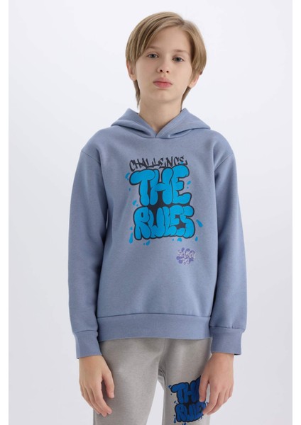 Erkek Çocuk Kapüşonlu Baskılı Sweatshirt D4354A8NS