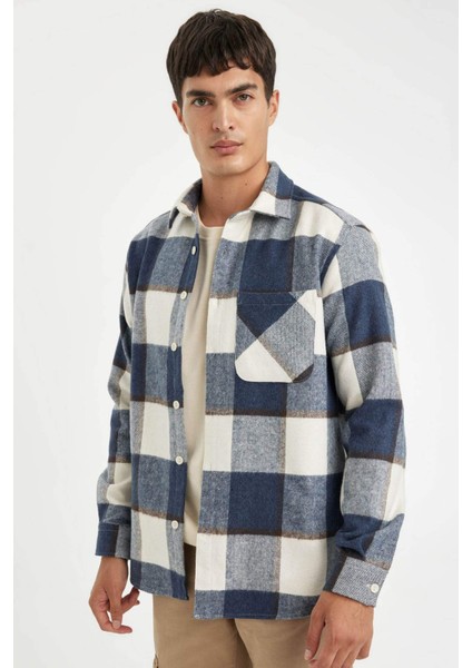 Regular Fit Polo Yaka Kareli Oduncu Flanel Uzun Kollu Gömlek Y1702AZ24WN