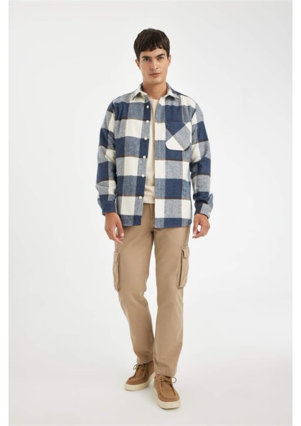 Regular Fit Polo Yaka Kareli Oduncu Flanel Uzun Kollu Gömlek Y1702AZ24WN