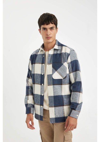 Regular Fit Polo Yaka Kareli Oduncu Flanel Uzun Kollu Gömlek Y1702AZ24WN