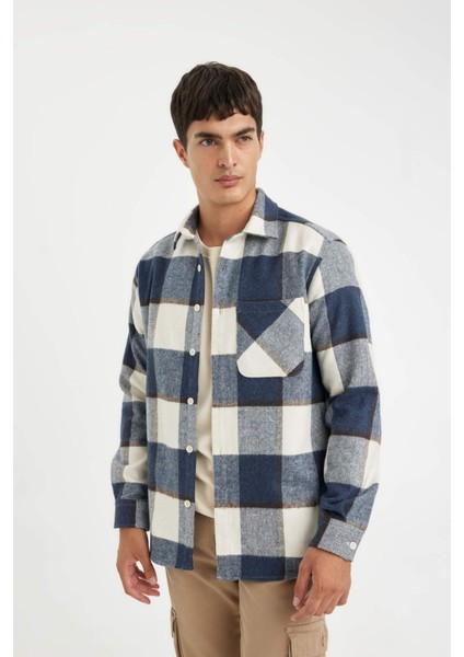 Regular Fit Polo Yaka Kareli Oduncu Flanel Uzun Kollu Gömlek Y1702AZ24WN