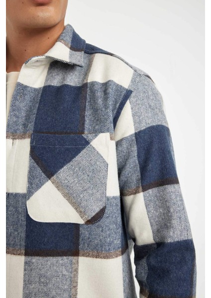 Regular Fit Polo Yaka Kareli Oduncu Flanel Uzun Kollu Gömlek Y1702AZ24WN