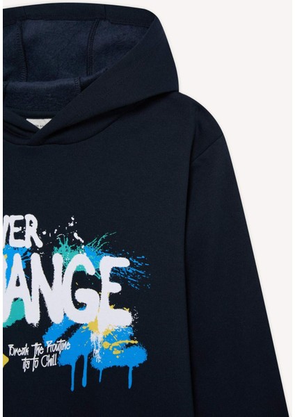 Erkek Çocuk Kapüşonlu Baskılı İçi Yumuşak Tüylü Sweatshirt D6218A824CW