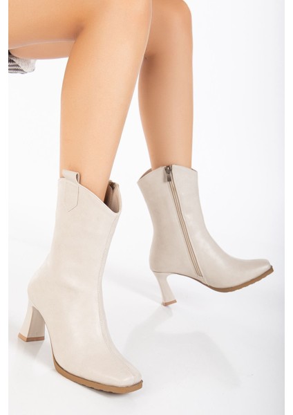 Dina Topuklu Deri Bot Siyah