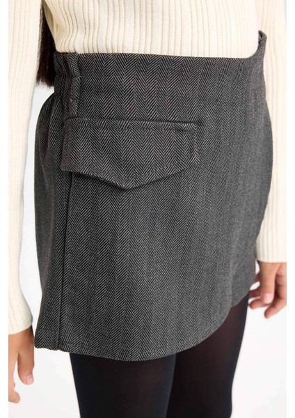 Kız Çocuk Desenli Şort Etek D6066A824WN