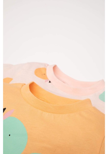 Kız Bebek Pijama Takımı Penye 4'lü Meyve Desenli Uzun Kollu Üst Beli Lastikli Uzun Alt D6798A5NS