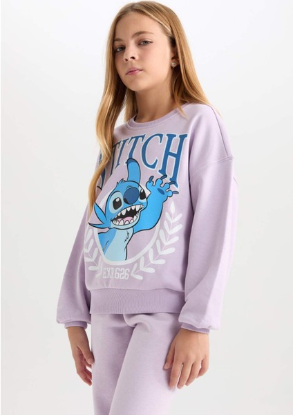 Kız Çocuk Disney Lilo & Stitch Relax Fit Bisiklet Yaka Sweatshirt D2825A824WN