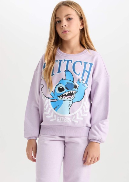 Kız Çocuk Disney Lilo & Stitch Relax Fit Bisiklet Yaka Sweatshirt D2825A824WN