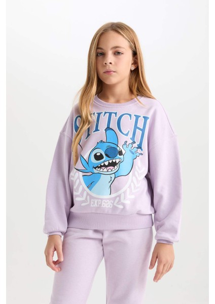 Kız Çocuk Disney Lilo & Stitch Relax Fit Bisiklet Yaka Sweatshirt D2825A824WN