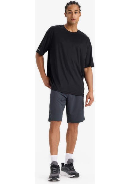 Fit Hızlı Kuruyan Boxy Fit Bisiklet Yaka Baskılı Sporcu Kısa Kollu Tişört D6726AX25SP