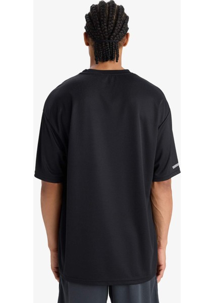 Fit Hızlı Kuruyan Boxy Fit Bisiklet Yaka Baskılı Sporcu Kısa Kollu Tişört D6726AX25SP