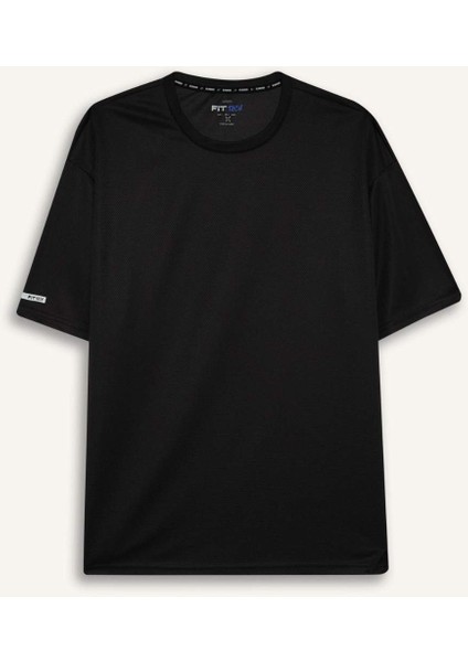 Fit Hızlı Kuruyan Boxy Fit Bisiklet Yaka Baskılı Sporcu Kısa Kollu Tişört D6726AX25SP