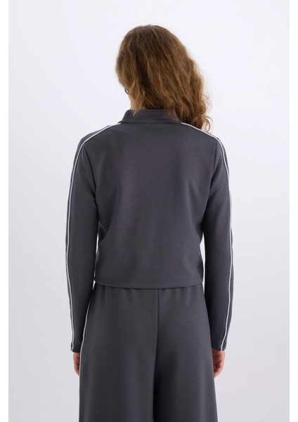 Fitted Yarım Balıkçı Yaka Modal Fermuarlı Hırka D6670AX24WN