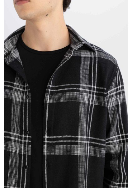 %100 Pamuk Regular Fit Kareli Oduncu Flanel Uzun Kollu Gömlek D6727AX24AU