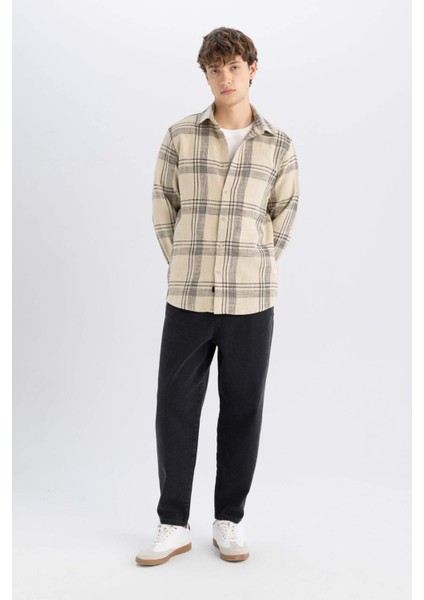 %100 Pamuk Regular Fit Kareli Oduncu Flanel Uzun Kollu Gömlek D6727AX24AU