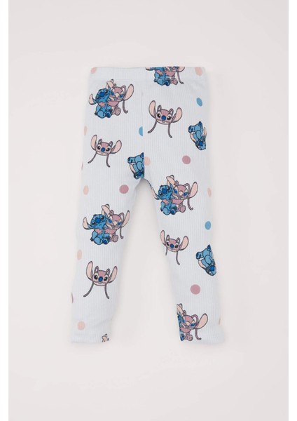 Kız Bebek Pijama Takımı Disney Lilo & Stitch Uzun Kollu Fitilli Kaşkorse Üst Beli Lastikli Uzun Alt D5373A524WN