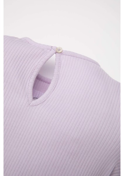 Kız Bebek Pijama Takımı Nakışlı Uzun Kollu Fitilli Kaşkorse Üst Beli Lastikli Uzun Alt D6802A5NS