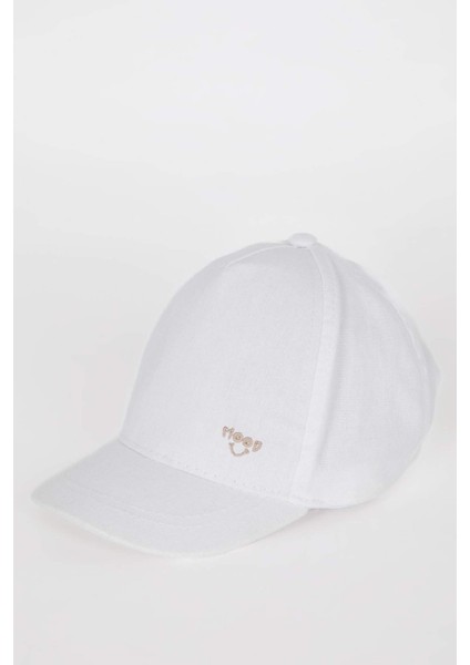 Kız Bebek Nakışlı Keten Karışımlı Cap Şapka D6882A525SM