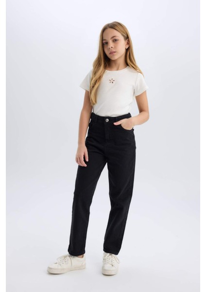 Kız Çocuk Mom Fit Standart Paça Jean Pantolon D5438A824WN