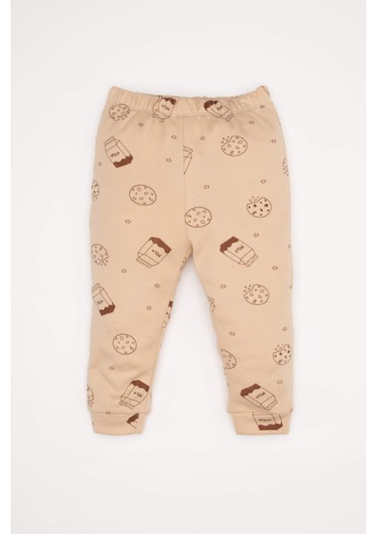 Erkek Bebek Pijama Takımı Süt Baskılı Uzun Kollu Üst Uzun Alt D5350A524WN